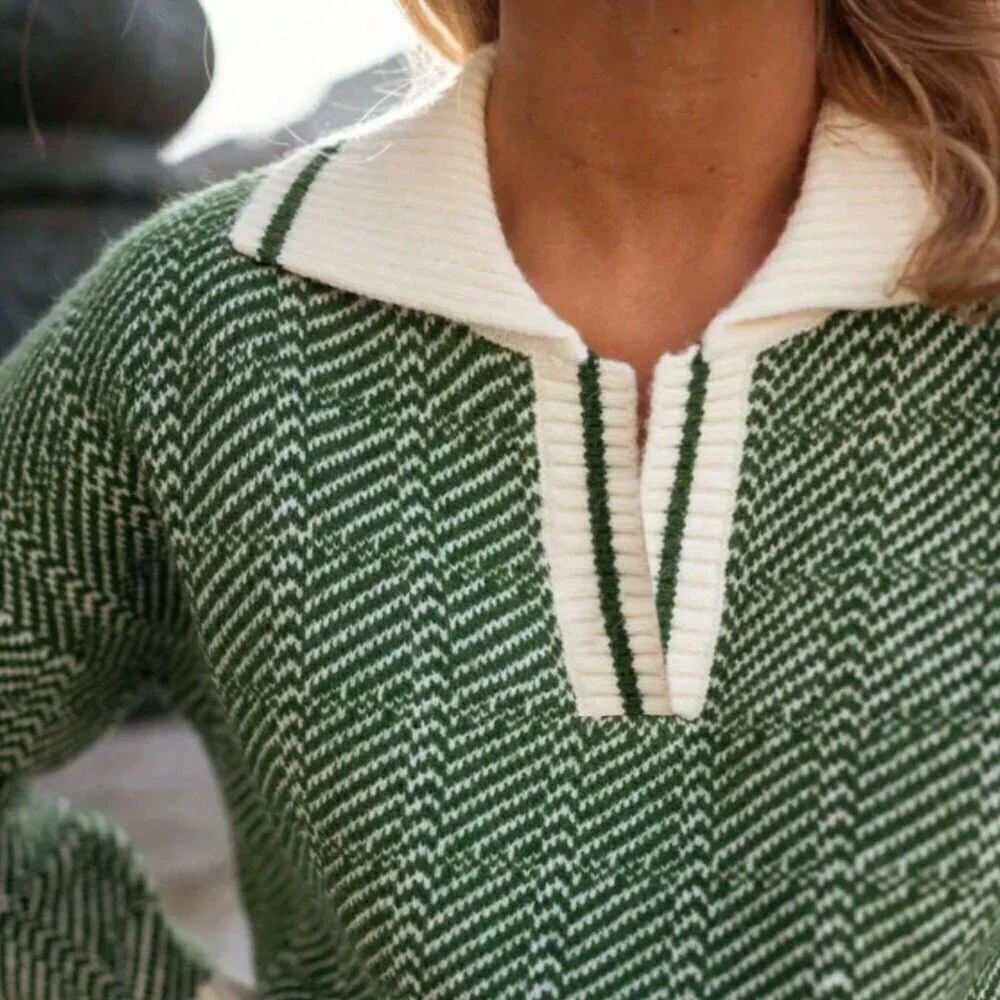 Green Casual Women's knit sweater top